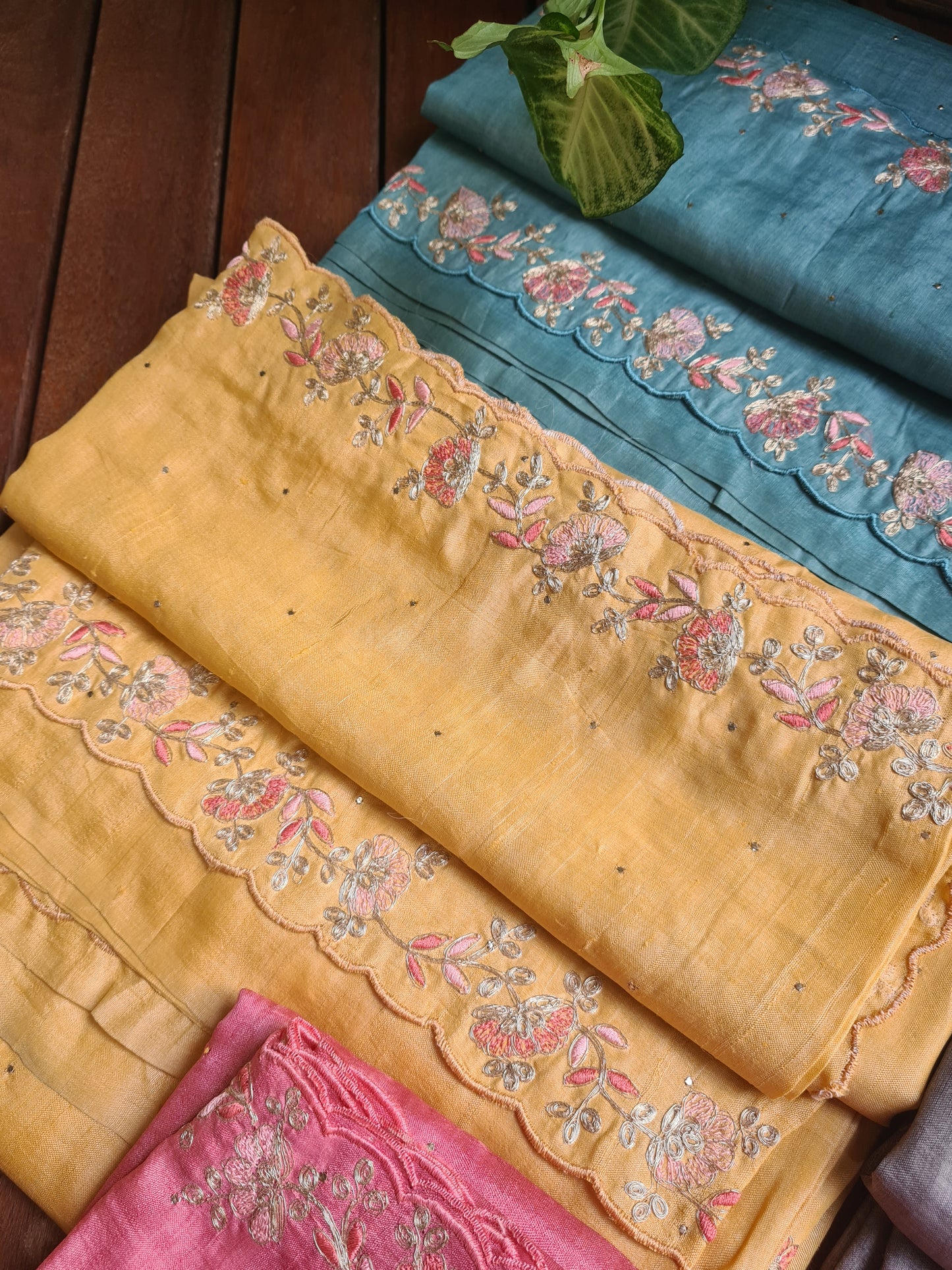 Zynah Yellow Color Handwoven Tussar Silk Saree Embellished with Pitan hand embroidery and Mukaish handwork; Custom Stitched/Ready-made Blouse, Fall, Petticoat; Shipping available USA, Worldwide
