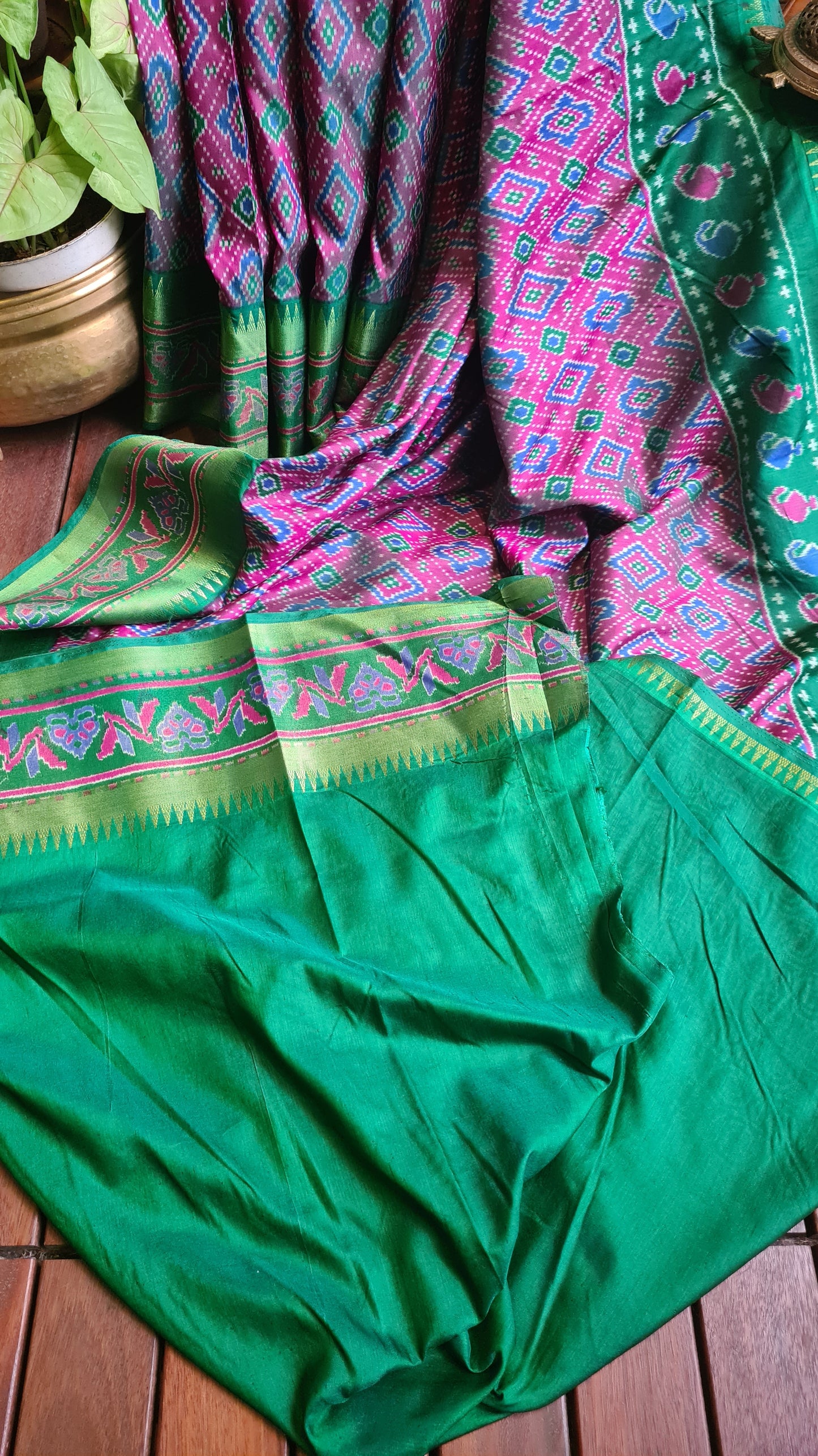 Zynah Pink Color Soft Silk Ikkat Printed Saree with woven zari borders; Custom Stitched/Ready-made Blouse, Fall, Petticoat; Shipping available USA, Worldwide