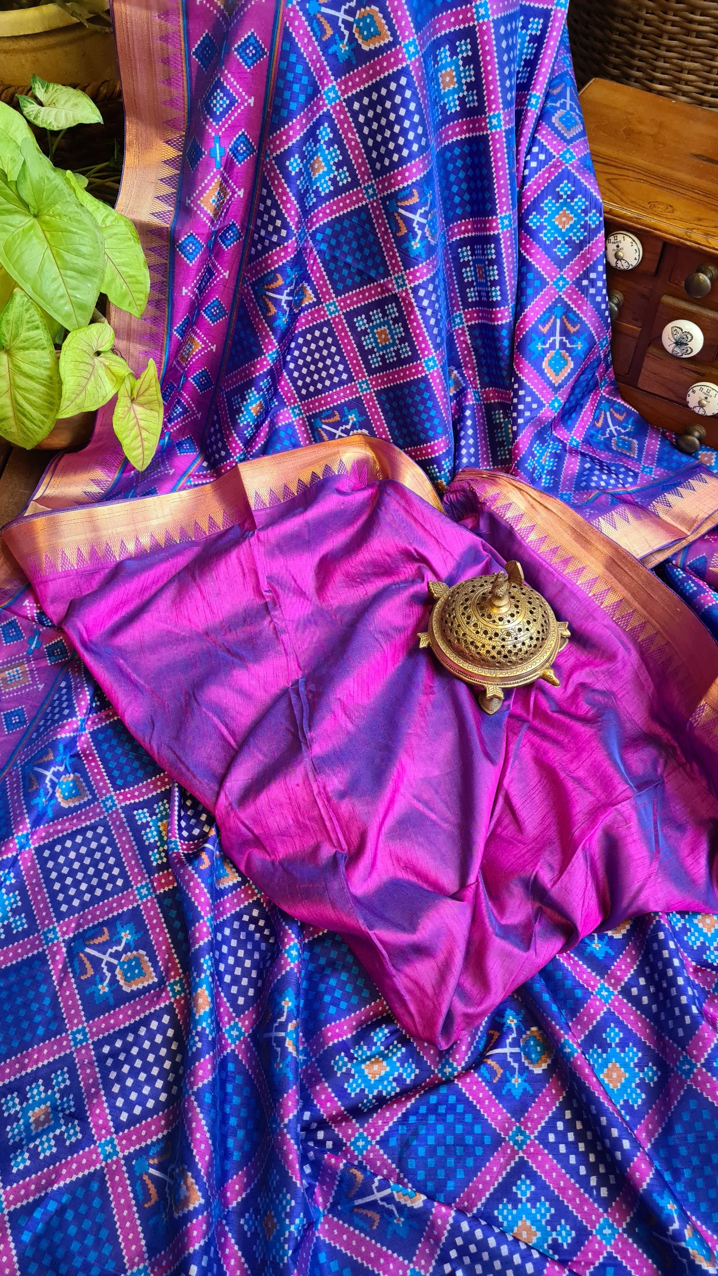 Zynah Blue Color Soft Silk Ikkat Printed Saree with woven zari borders; Custom Stitched/Ready-made Blouse, Fall, Petticoat; Shipping available USA, Worldwide