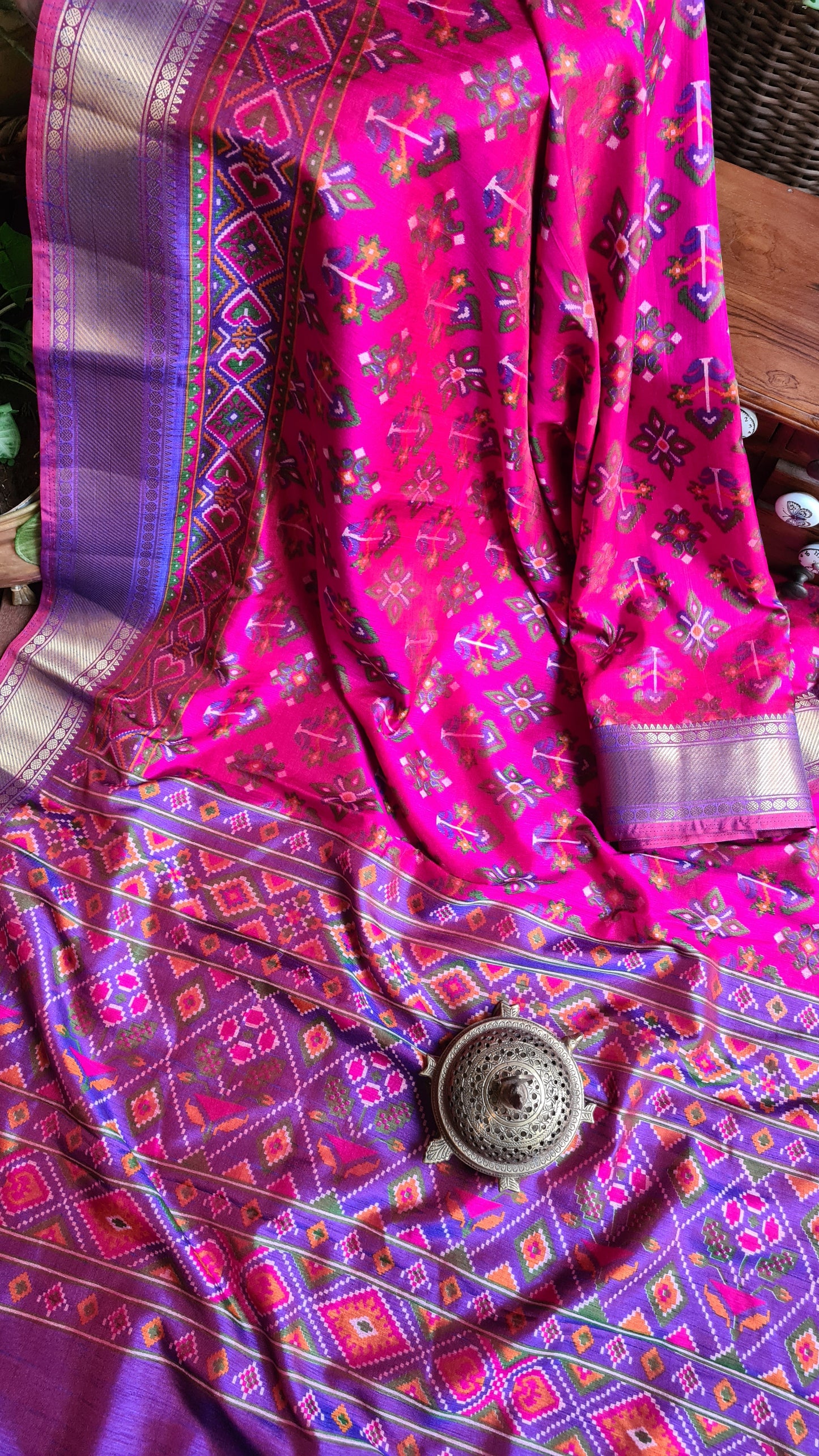 Zynah Pink Color Soft Silk Ikkat Printed Saree with woven zari borders; Custom Stitched/Ready-made Blouse, Fall, Petticoat; Shipping available USA, Worldwide