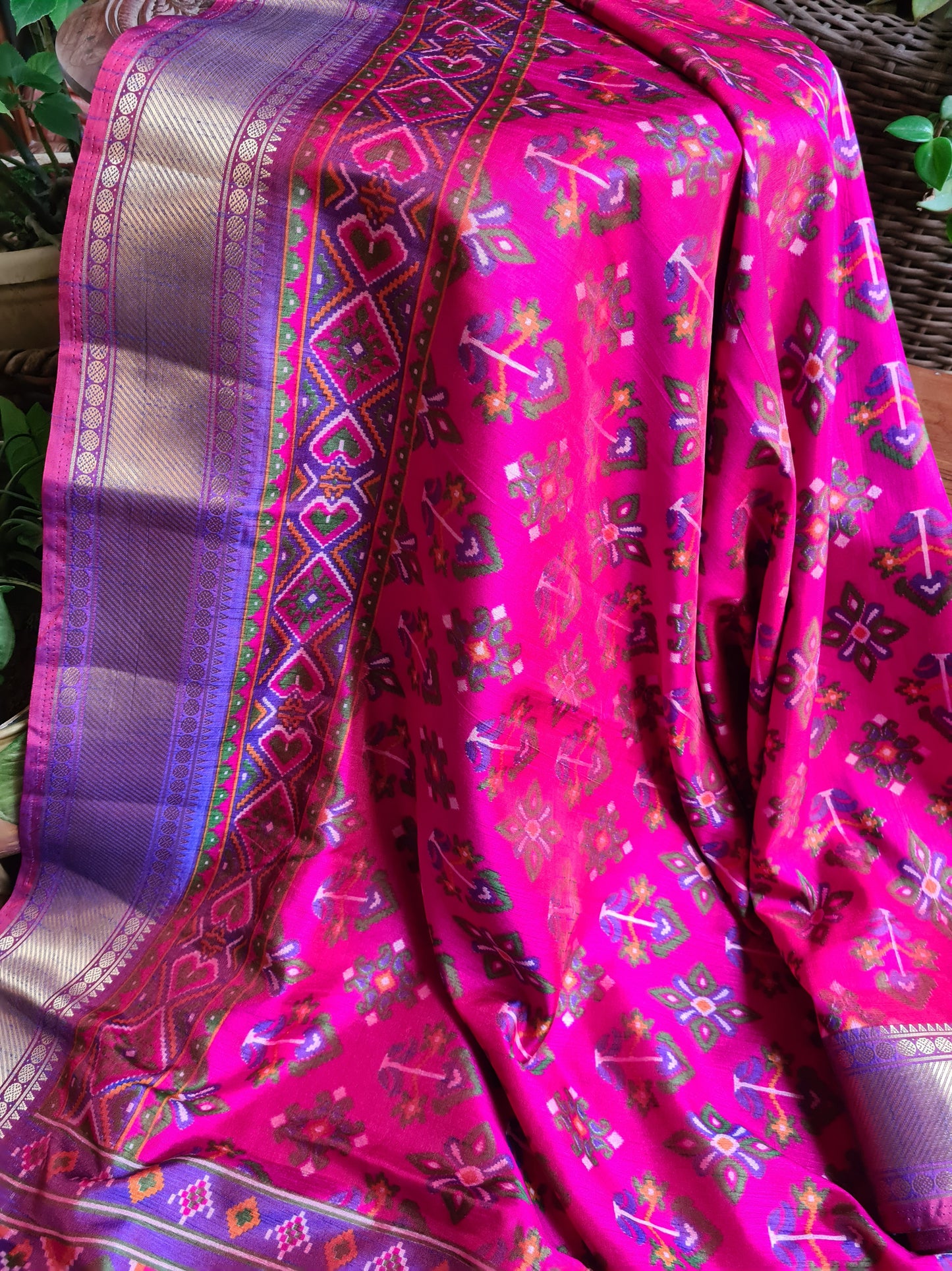 Zynah Pink Color Soft Silk Ikkat Printed Saree with woven zari borders; Custom Stitched/Ready-made Blouse, Fall, Petticoat; Shipping available USA, Worldwide