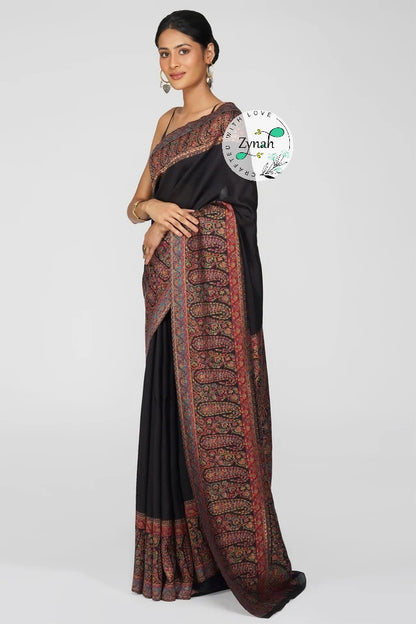 Zynah Pure Silk Kani Jamawar Saree with Grand Pallu & Border; Custom Stitched/Ready-made Blouse, Fall, Petticoat; Shipping available USA, Worldwide