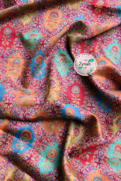 Zynah Pure Silk Kani Jamawar Saree with Grand Pallu & Border; Custom Stitched/Ready-made Blouse, Fall, Petticoat; Shipping available USA, Worldwide