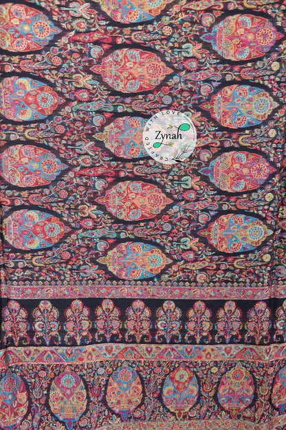 Zynah Pure Silk Kani Jamawar Saree with Grand Pallu & Border; Custom Stitched/Ready-made Blouse, Fall, Petticoat; Shipping available USA, Worldwide