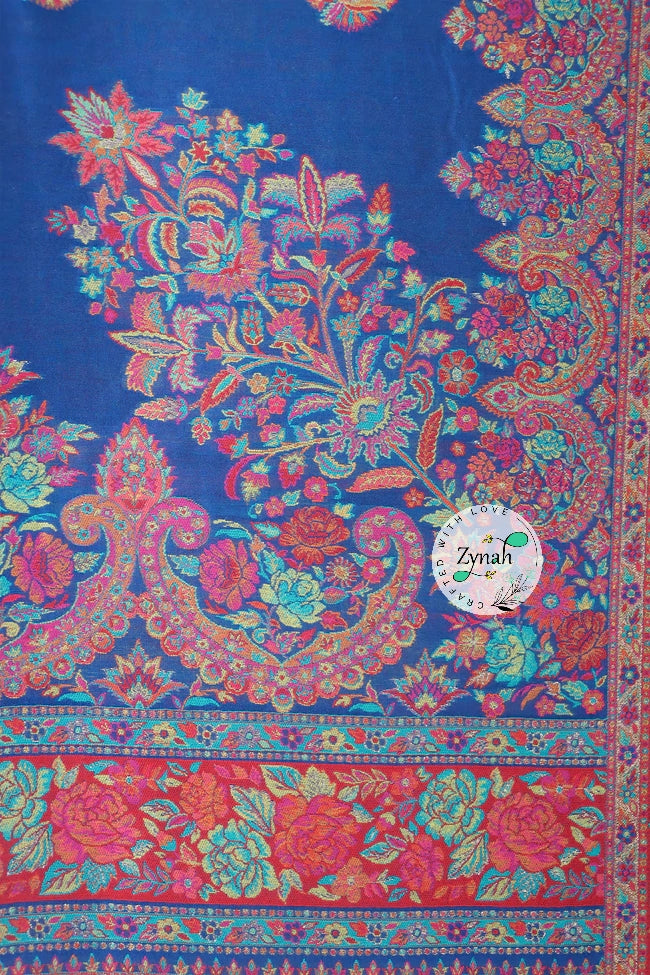 Zynah Pure Silk Kani Jamawar Saree with Butis Body, Grand Pallu & Border; Custom Stitched/Ready-made Blouse, Fall, Petticoat; Shipping available USA, Worldwide