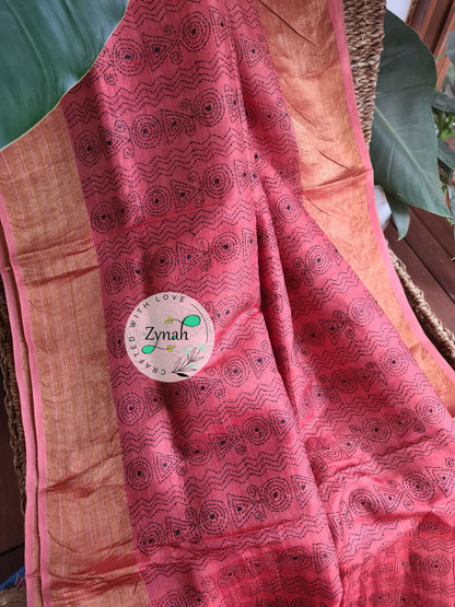 Zynah Handwoven Kantha Silk Saree, Zari Border; Custom Stitched/Ready-made Blouse, Fall, Petticoat; Shipping available USA, Worldwide
