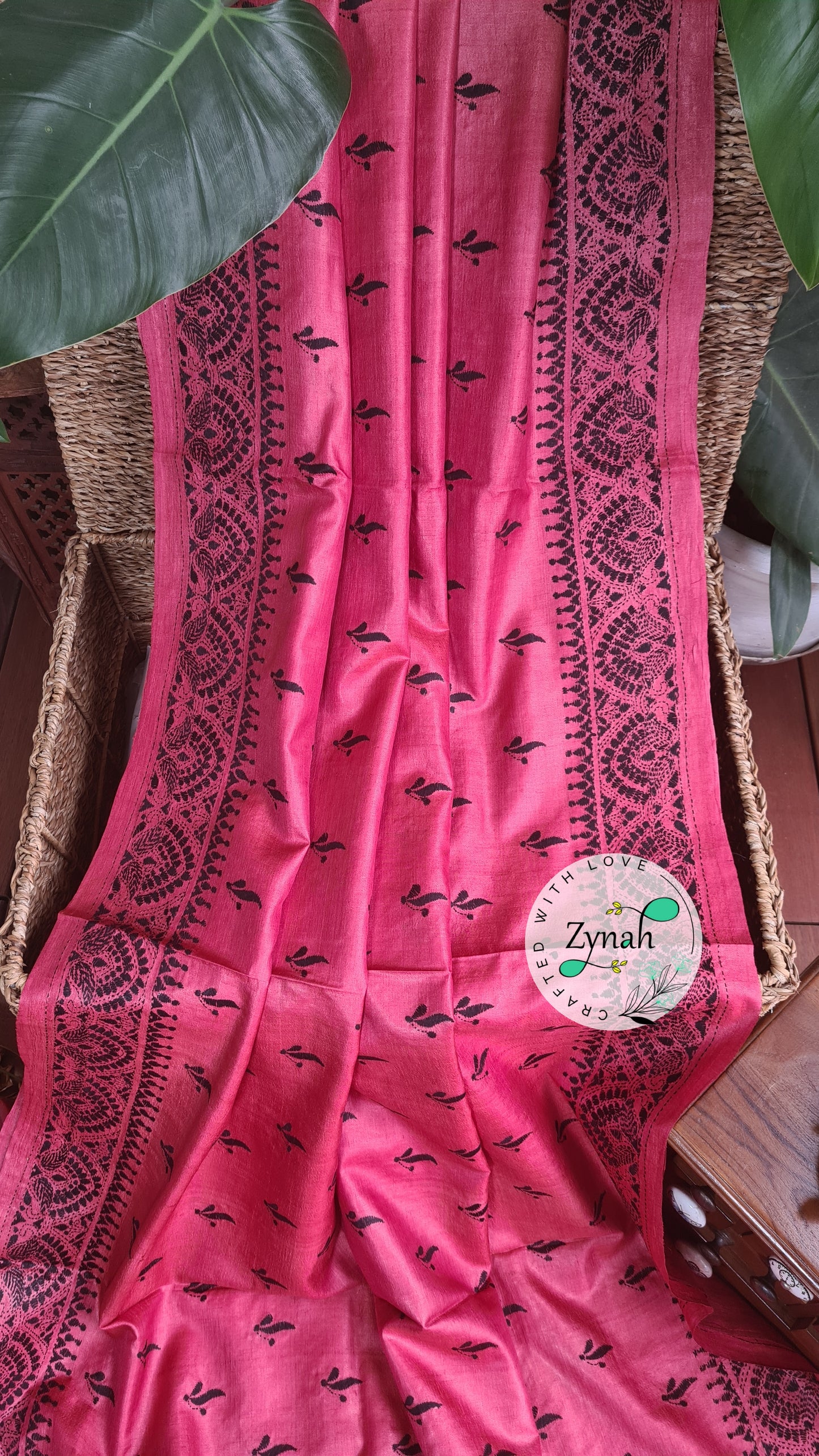 Zynah Pure Tussar Silk Kantha Saree; Custom Stitched/Ready-made Blouse, Fall, Petticoat; Shipping available USA, Worldwide