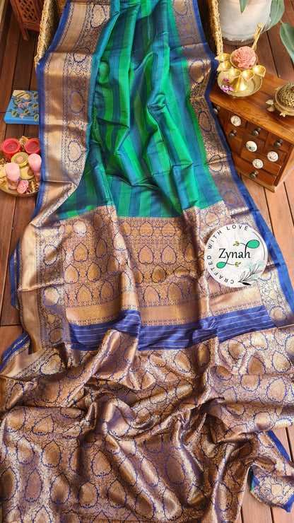 Zynah Pure Tussar Banarasi Silk Saree with Antique Zari; Custom Stitched/Ready-made Blouse, Fall, Petticoat; Shipping available USA, Worldwide
