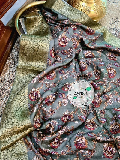 Zynah Pure Munga Silk Saree with Trendy prints & Zari Weave Border; Custom Stitched/Ready-made Blouse, Fall, Petticoat; Shipping available USA, Worldwide