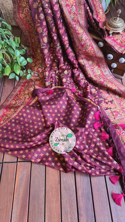 Zynah Pure Kani Silk Cotton Saree with Grand Pallu; Custom Stitched/Ready-made Blouse, Fall, Petticoat; Shipping available USA, Worldwide