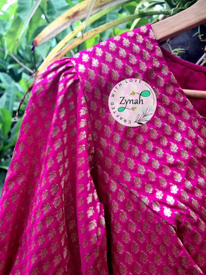 Zynah Pre-order Pure Silk Pink Color Blouse with Butis weave; Shipping available USA & Worldwide