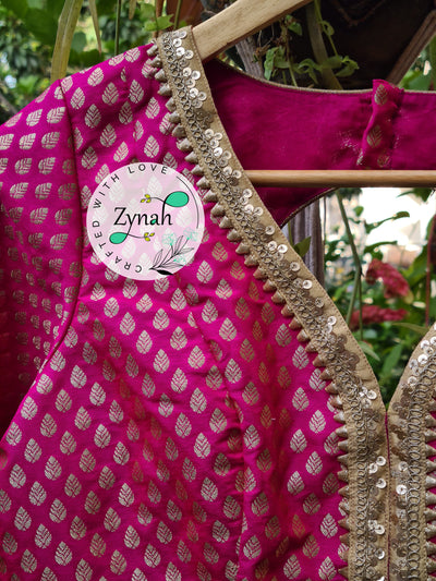 Zynah Pre-order Pure Silk Pink Color Blouse with Butis weave; Shipping available USA & Worldwide