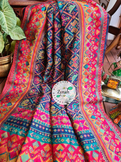 Zynah Blue Color Pure Kani Silk Saree with Grand Pallu; Custom Stitched/Ready-made Blouse, Fall, Petticoat; Shipping available USA, Worldwide