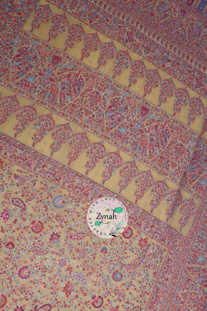 Zynah Pure Silk Kani Jamawar Saree with Grand Pallu & Border; Custom Stitched/Ready-made Blouse, Fall, Petticoat; Shipping available USA, Worldwide