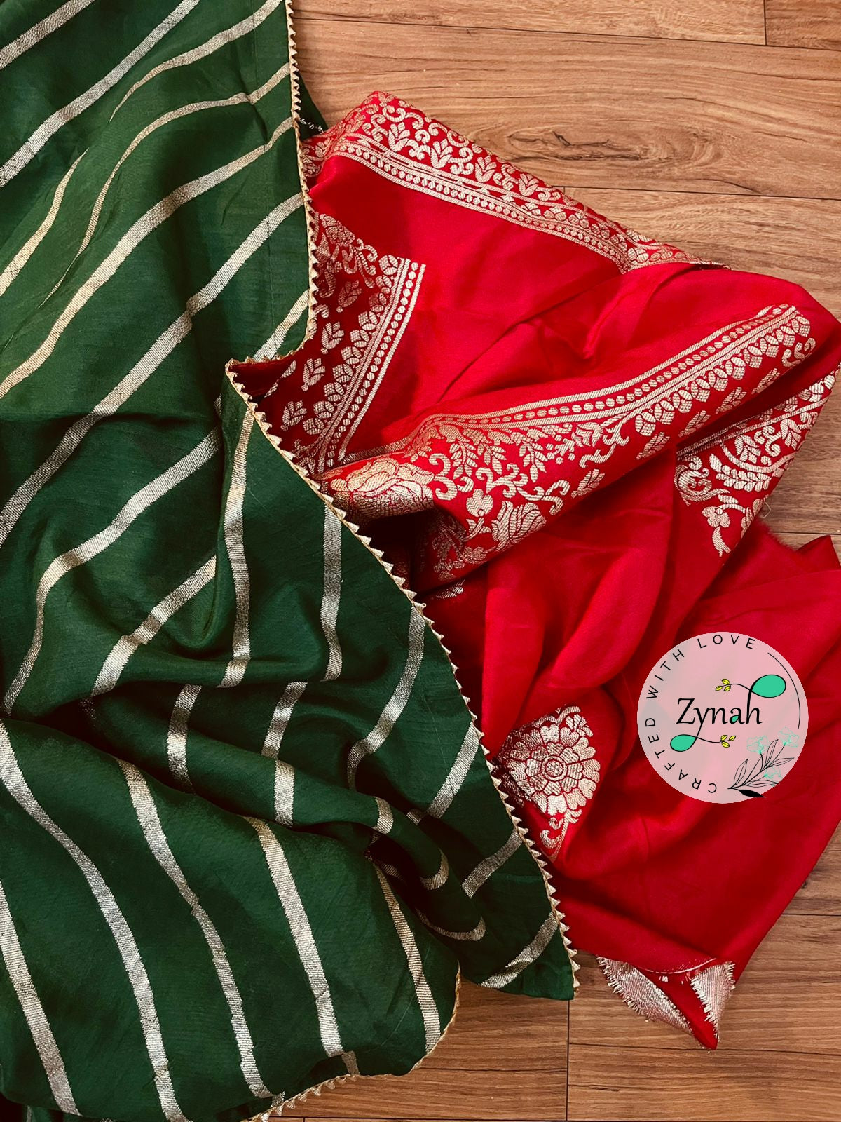Zynah Pure Munga Silk Saree with Diagonal Stripes, Lehariya Style Weaving & Lace Border; Custom Stitched/Ready-made Blouse, Fall, Petticoat; Shipping available USA, Worldwide