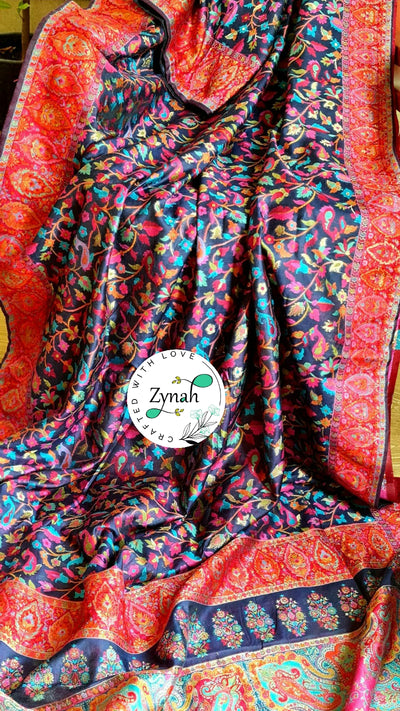 Zynah Pure Kani Silk Cotton Saree with Grand Pallu & Jaal woven body; Custom Stitched/Ready-made Blouse, Fall, Petticoat; Shipping available USA, Worldwide