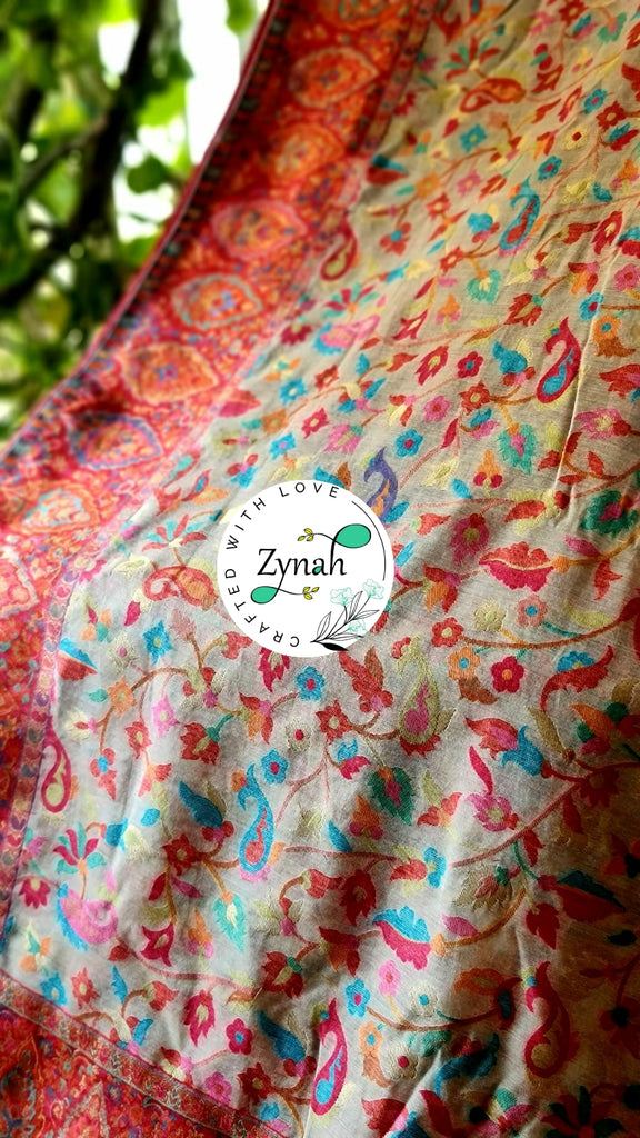 Zynah Pure Kani Silk Cotton Saree with Grand Pallu; Custom Stitched/Ready-made Blouse, Fall, Petticoat; Shipping available USA, Worldwide