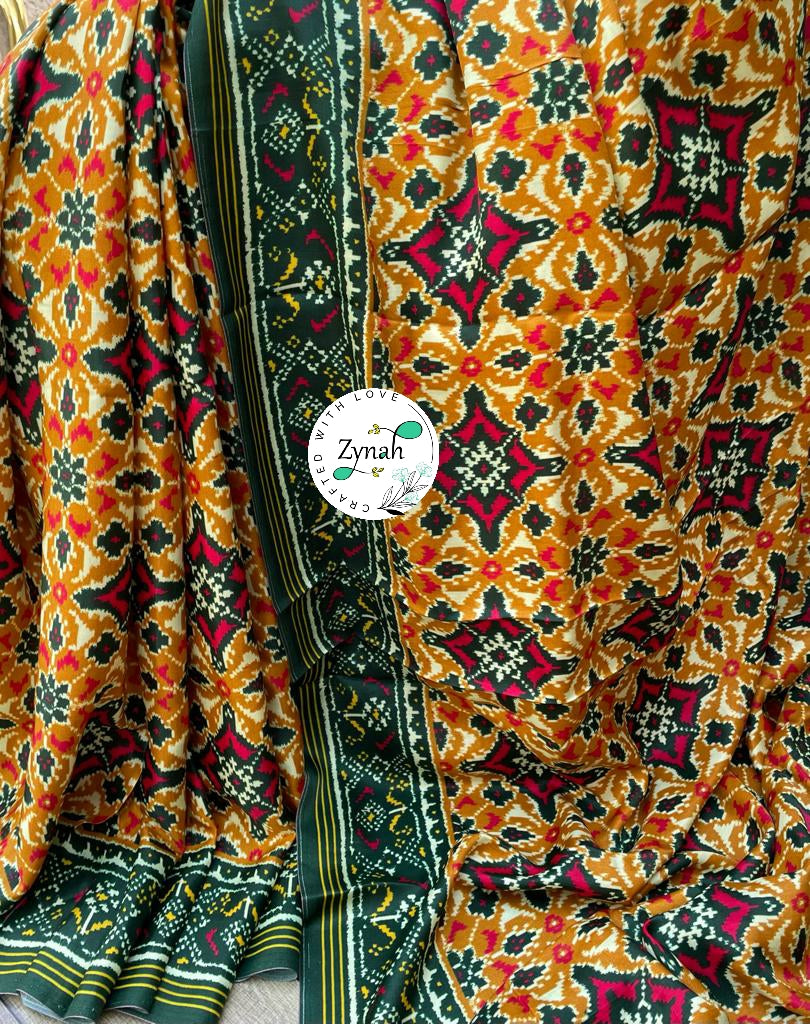 Zynah Pure Gajji Silk Patan Patola Saree with Tissue Zari Pallu; Custom Stitched/Ready-made Blouse, Fall, Petticoat; Shipping available USA, Worldwide