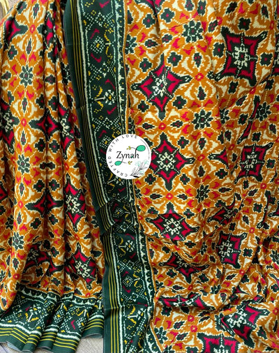Zynah Pure Gajji Silk Patan Patola Saree with Tissue Zari Pallu; Custom Stitched/Ready-made Blouse, Fall, Petticoat; Shipping available USA, Worldwide