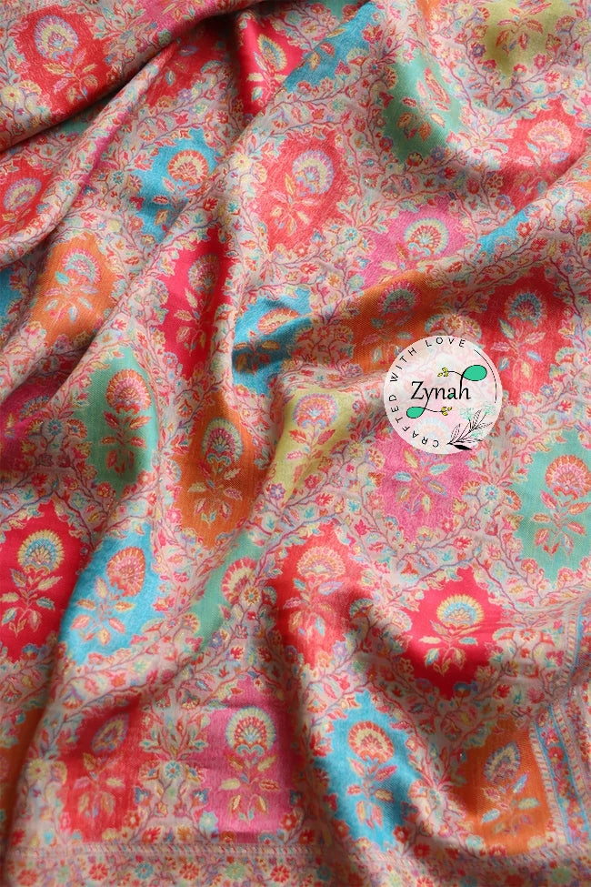 Zynah Pure Silk Kani Jamawar Saree with Grand Pallu & Border; Custom Stitched/Ready-made Blouse, Fall, Petticoat; Shipping available USA, Worldwide