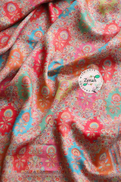 Zynah Pure Silk Kani Jamawar Saree with Grand Pallu & Border; Custom Stitched/Ready-made Blouse, Fall, Petticoat; Shipping available USA, Worldwide