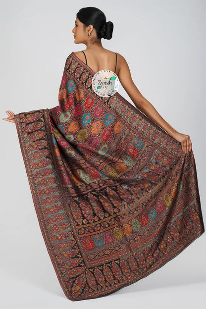 Zynah Pure Silk Kani Jamawar Saree with Grand Pallu & Border; Custom Stitched/Ready-made Blouse, Fall, Petticoat; Shipping available USA, Worldwide