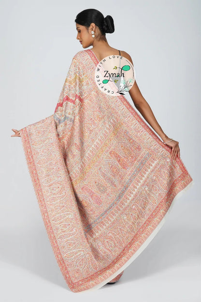 Zynah Pure Silk Kani Jamawar Saree with Grand Pallu & Border; Custom Stitched/Ready-made Blouse, Fall, Petticoat; Shipping available USA, Worldwide