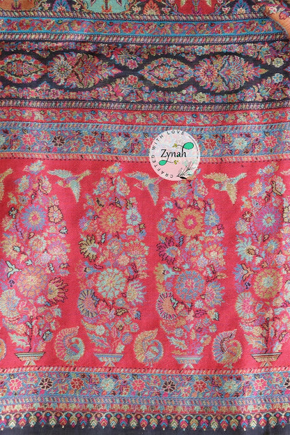 Zynah Pure Silk Kani Jamawar Saree with Butis Body, Grand Pallu & Border; Custom Stitched/Ready-made Blouse, Fall, Petticoat; Shipping available USA, Worldwide