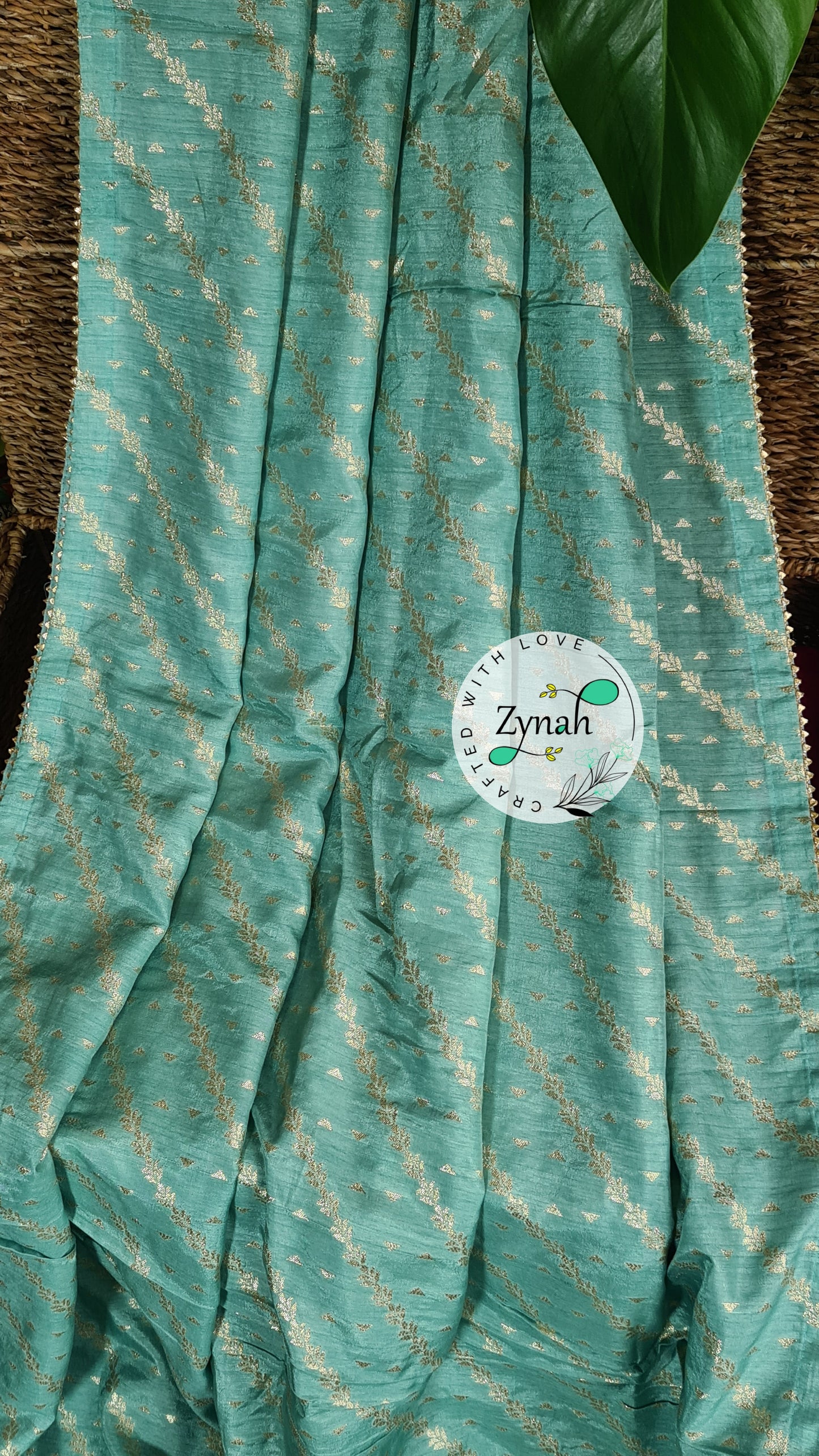 Zynah Pure Munga Silk Saree with Diagonal Stripes, Lehariya Style Weaving & Lace Border; Custom Stitched/Ready-made Blouse, Fall, Petticoat; Shipping available USA, Worldwide