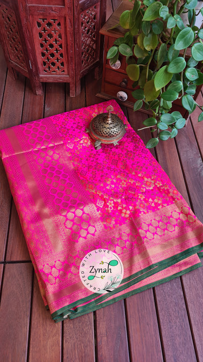 Zynah Pure Soft Silk Banarasi Saree with Patan Patola Weave; Custom Stitched/Ready-made Blouse, Fall, Petticoat; Shipping available USA, Worldwide