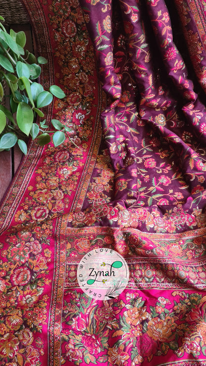 Zynah Pure Kani Silk Cotton Saree with Grand Pallu; Custom Stitched/Ready-made Blouse, Fall, Petticoat; Shipping available USA, Worldwide