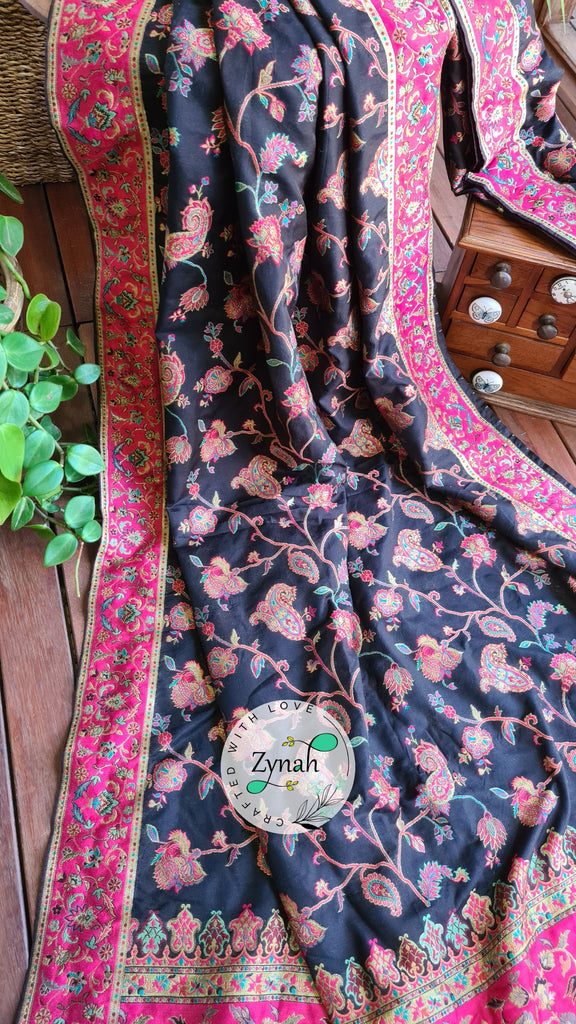 Zynah Pure Kani Silk Cotton Saree with Grand Pallu; Custom Stitched/Ready-made Blouse, Fall, Petticoat; Shipping available USA, Worldwide