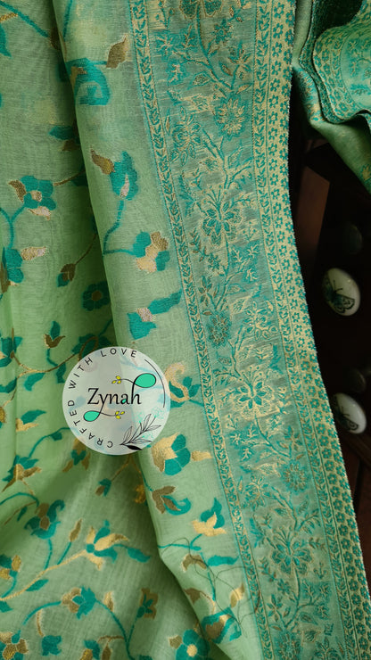 Zynah Pure Raw Silk Kani Saree with Grand Pallu; Custom Stitched/Ready-made Blouse, Fall, Petticoat; Shipping available USA, Worldwide