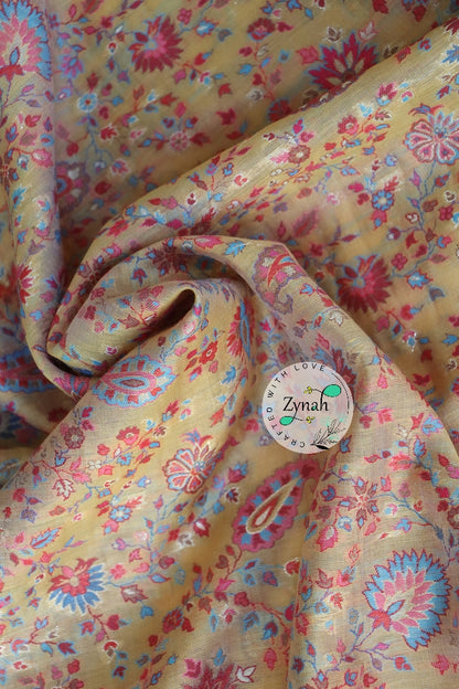Zynah Pure Silk Kani Jamawar Saree with Grand Pallu & Border; Custom Stitched/Ready-made Blouse, Fall, Petticoat; Shipping available USA, Worldwide