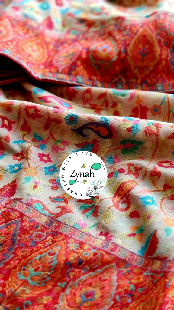 Zynah Pure Kani Silk Cotton Saree with Grand Pallu; Custom Stitched/Ready-made Blouse, Fall, Petticoat; Shipping available USA, Worldwide