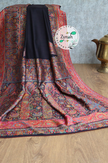 Zynah Pure Silk Kani Jamawar Saree with Grand Pallu & Border; Custom Stitched/Ready-made Blouse, Fall, Petticoat; Shipping available USA, Worldwide