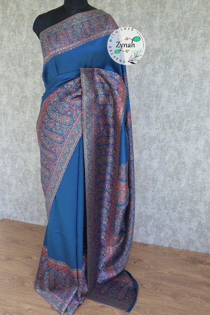 Zynah Pure Silk Kani Jamawar Saree with Grand Pallu & Border; Custom Stitched/Ready-made Blouse, Fall, Petticoat; Shipping available USA, Worldwide