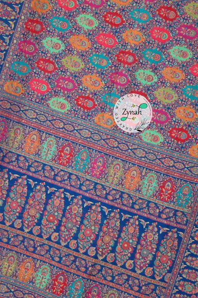 Zynah Pure Silk Kani Jamawar Saree with Grand Pallu & Border; Custom Stitched/Ready-made Blouse, Fall, Petticoat; Shipping available USA, Worldwide