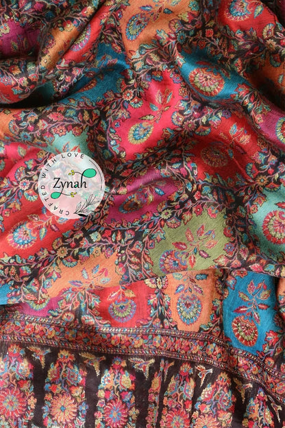 Zynah Pure Silk Kani Jamawar Saree with Grand Pallu & Border; Custom Stitched/Ready-made Blouse, Fall, Petticoat; Shipping available USA, Worldwide
