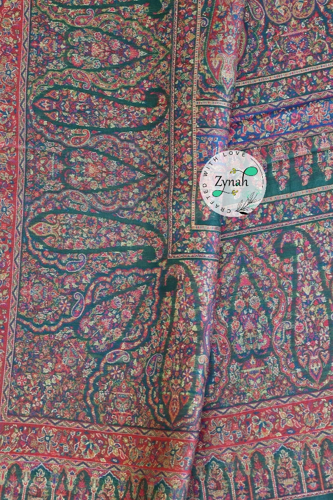 Zynah Pure Silk Kani Jamawar Saree with Grand Pallu & Border; Custom Stitched/Ready-made Blouse, Fall, Petticoat; Shipping available USA, Worldwide