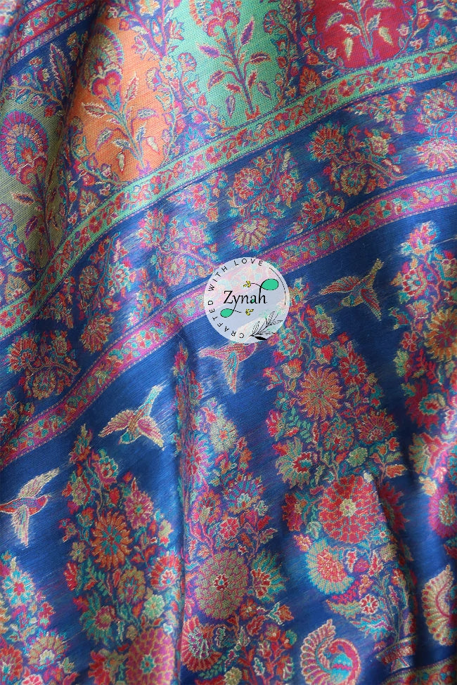 Zynah Pure Silk Kani Jamawar Saree with Butis Body, Grand Pallu & Border; Custom Stitched/Ready-made Blouse, Fall, Petticoat; Shipping available USA, Worldwide