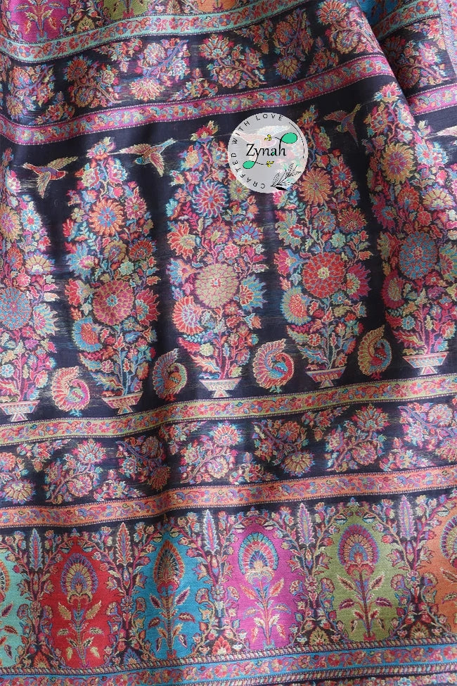 Zynah Pure Silk Kani Jamawar Saree with Butis Body, Grand Pallu & Border; Custom Stitched/Ready-made Blouse, Fall, Petticoat; Shipping available USA, Worldwide
