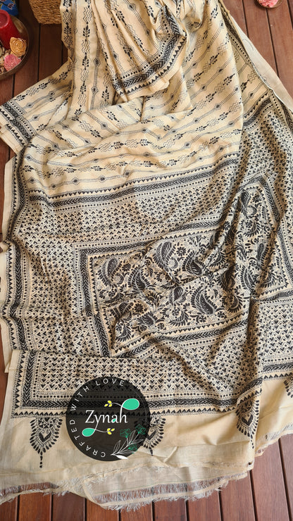 Zynah Pure Tussar Silk Kantha Saree; Custom Stitched/Ready-made Blouse, Fall, Petticoat; Shipping available USA, Worldwide