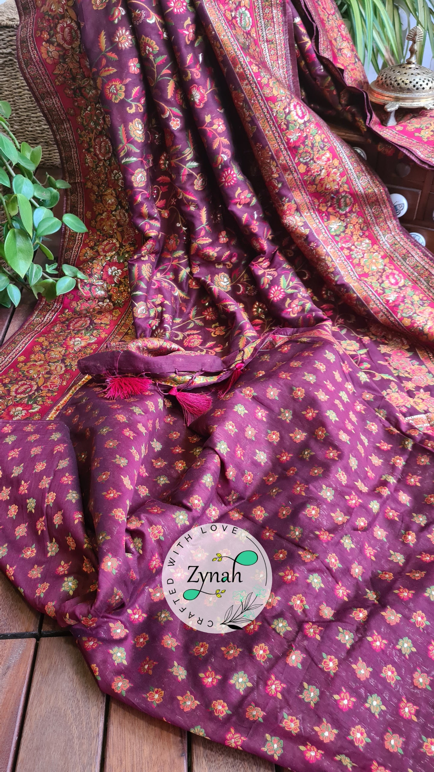 Zynah Pure Kani Silk Cotton Saree with Grand Pallu; Custom Stitched/Ready-made Blouse, Fall, Petticoat; Shipping available USA, Worldwide