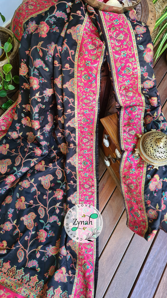 Zynah Pure Kani Silk Cotton Saree with Grand Pallu; Custom Stitched/Ready-made Blouse, Fall, Petticoat; Shipping available USA, Worldwide