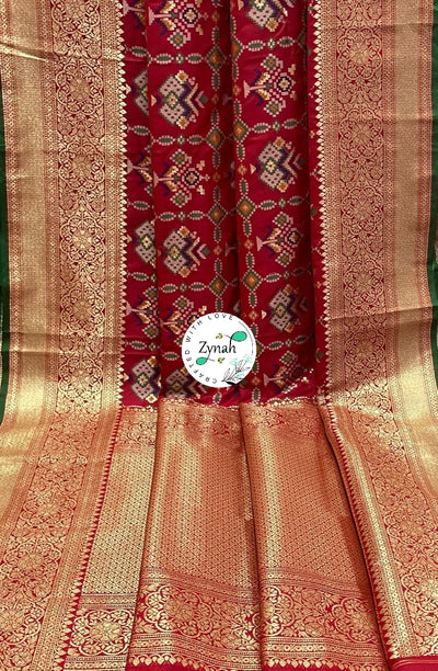 Zynah Pure Banarasi Soft Silk Saree with Patan Patola Weave; Custom Stitched/Ready-made Blouse, Fall, Petticoat; Shipping available USA, Worldwide