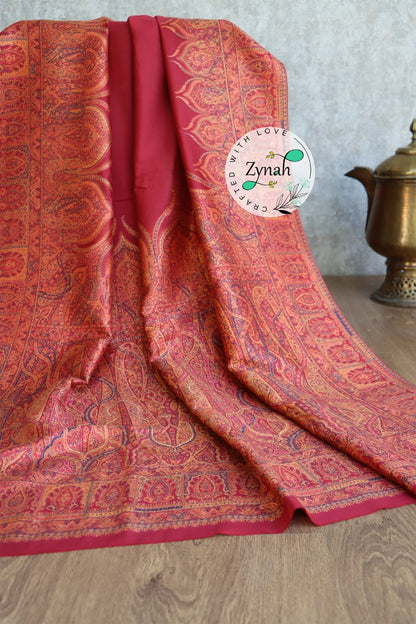 Zynah Pure Silk Kani Jamawar Saree with Grand Pallu & Border; Custom Stitched/Ready-made Blouse, Fall, Petticoat; Shipping available USA, Worldwide