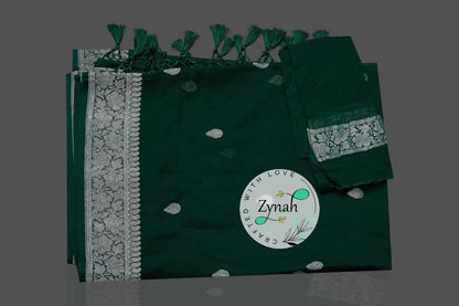 Zynah Pure Banarasi Handloom Khaddi Georgette Saree with Zari Border & Butis; Custom Stitched/Ready-made Blouse, Fall, Petticoat; Shipping available USA, Worldwide