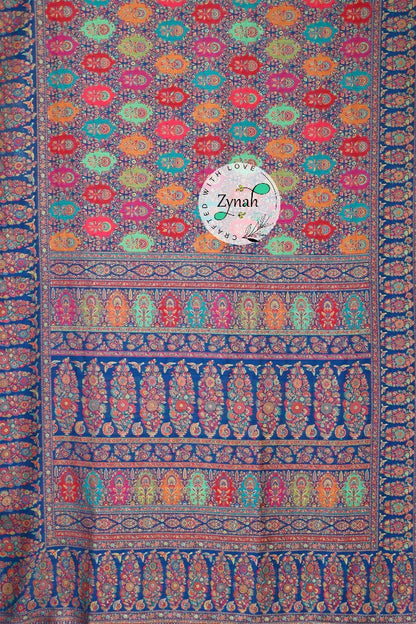 Zynah Pure Silk Kani Jamawar Saree with Grand Pallu & Border; Custom Stitched/Ready-made Blouse, Fall, Petticoat; Shipping available USA, Worldwide