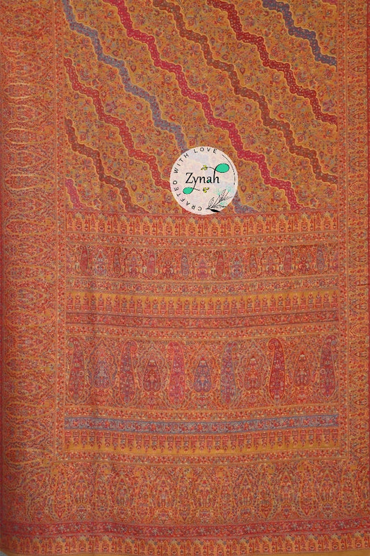 Zynah Pure Silk Kani Jamawar Saree with Grand Pallu & Border; Custom Stitched/Ready-made Blouse, Fall, Petticoat; Shipping available USA, Worldwide